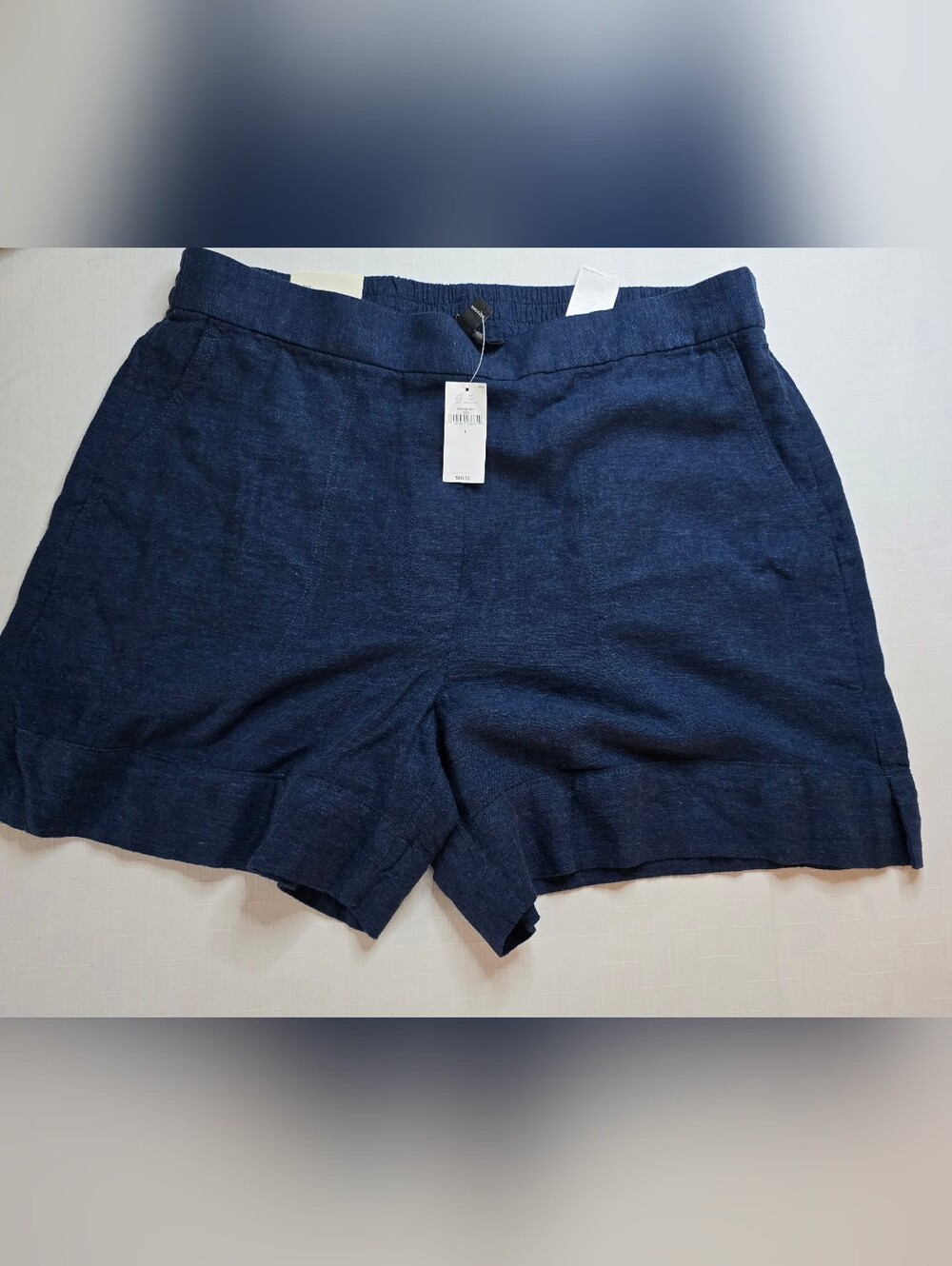 Banana Republic Dark Navy Linen-Blend Pull-On Shorts Resortwear Cruise Nautical